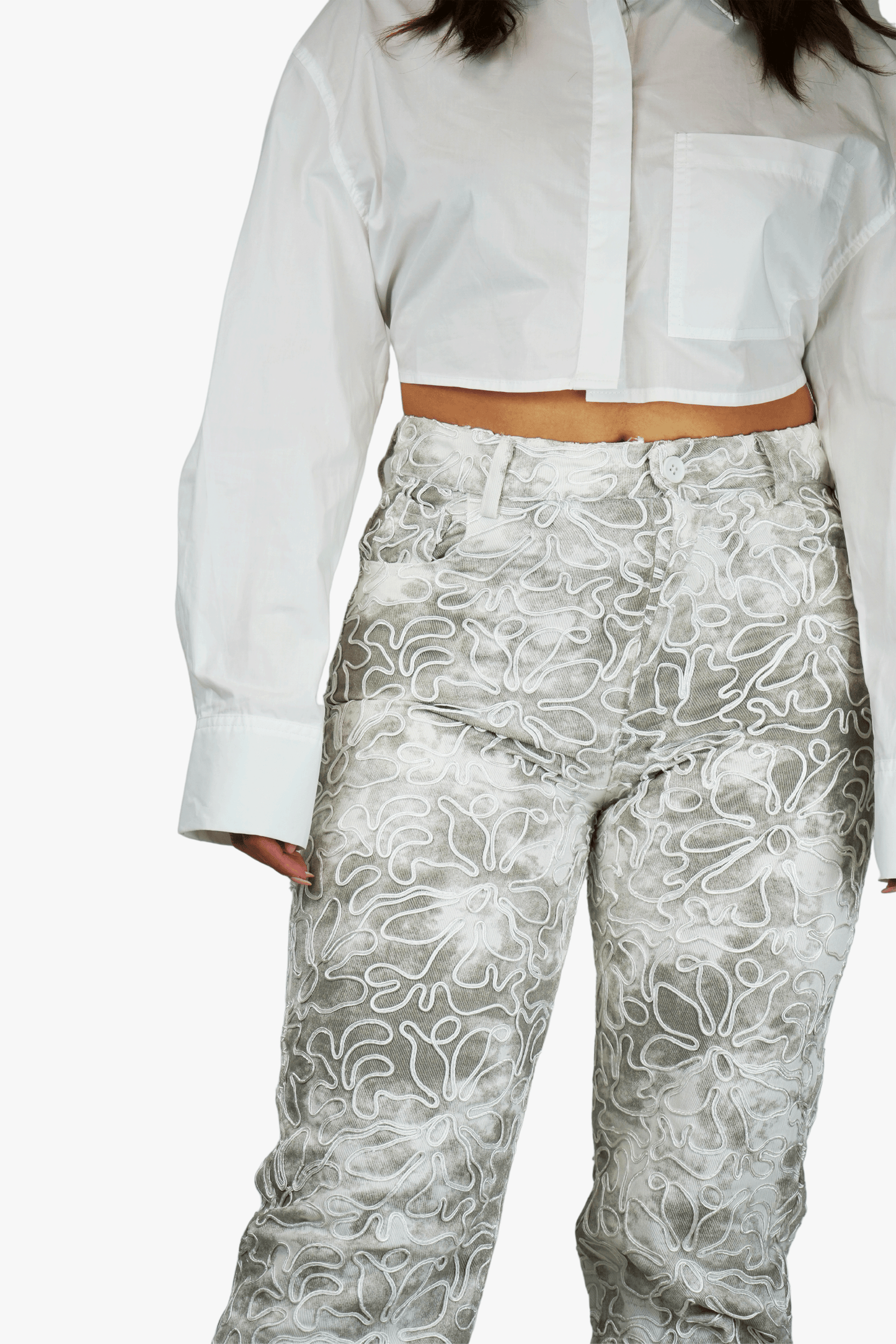 PANTALONE RICAMATO FLOWERS by LUMINA