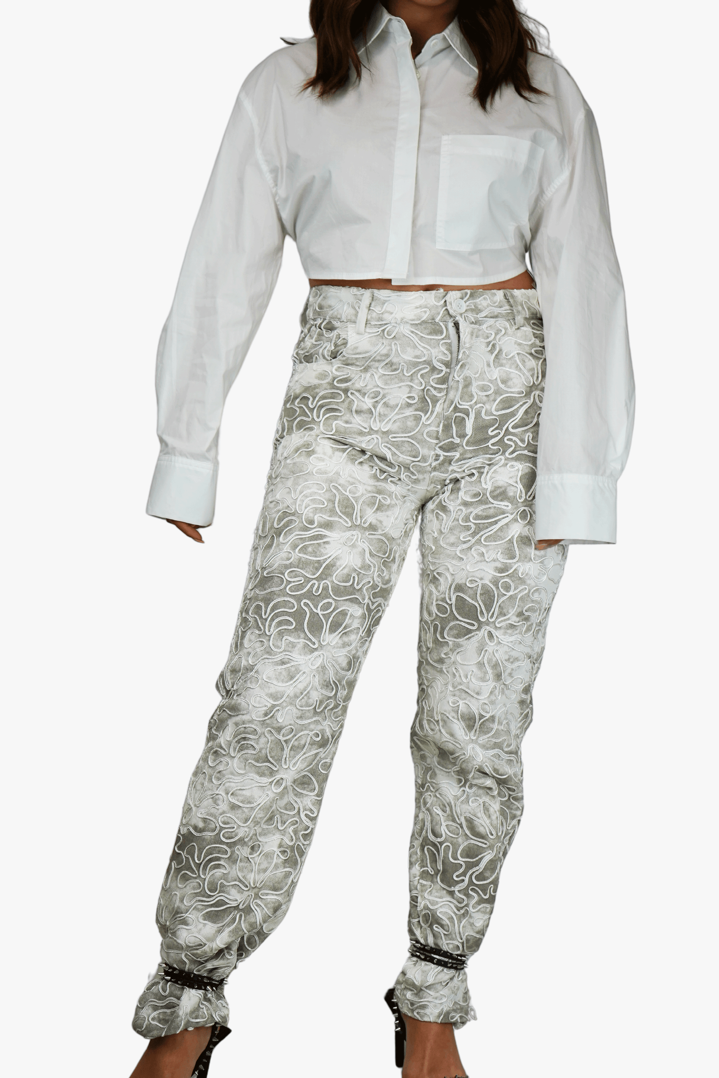 PANTALONE RICAMATO FLOWERS by LUMINA