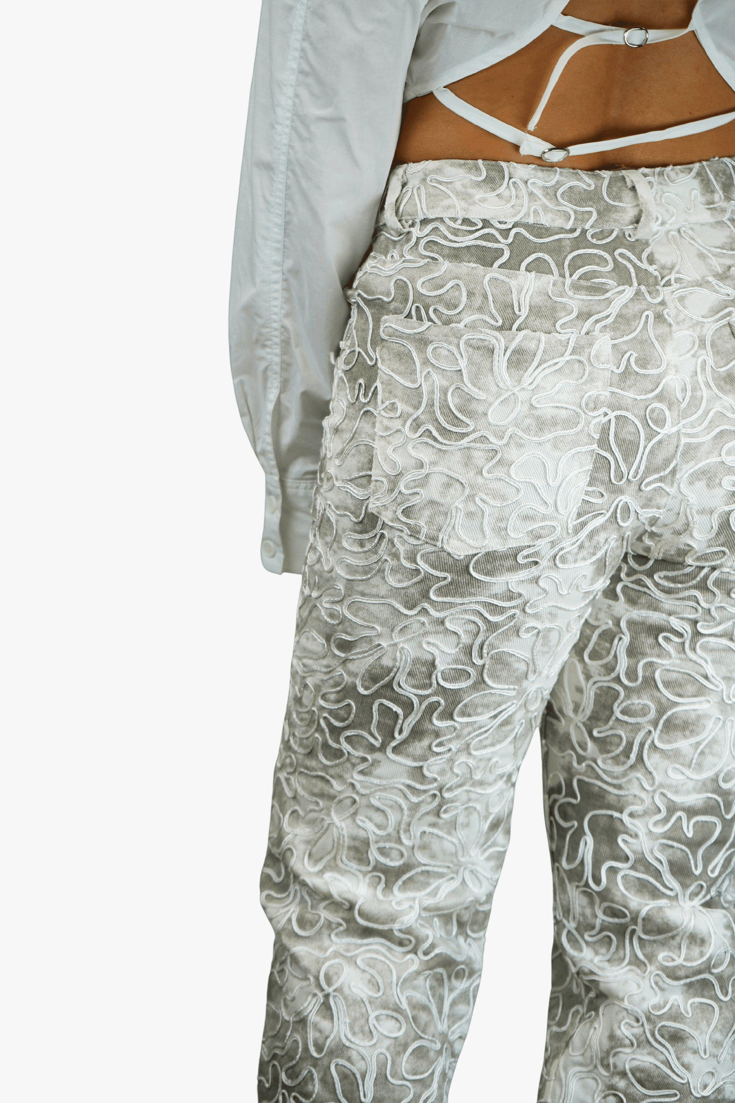 PANTALONE RICAMATO FLOWERS by LUMINA